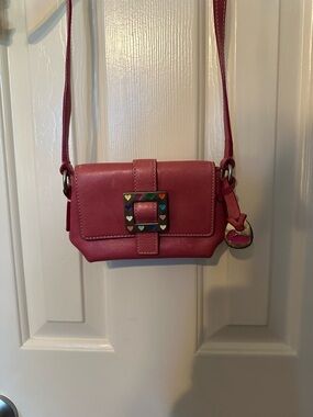 Dooney & Bourke Pink Leather Crossbody with Heart-Trim Buckle